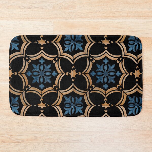 Item preview, Blue and gold floral on black designed and sold by Melissa Renee.