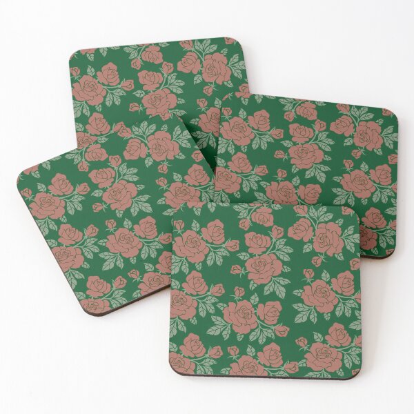Item preview, Vintage Red Rose Floral Pattern On Green designed and sold by GraphicsClub.