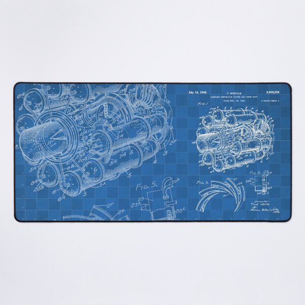 Item preview, Airplane Jet Engine Patent - Airline Engine Art - Blueprint designed and sold by patentpress.