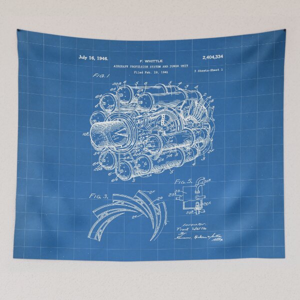 Item preview, Airplane Jet Engine Patent - Airline Engine Art - Blueprint designed and sold by patentpress.