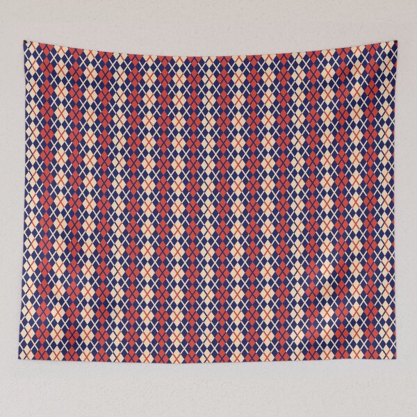 Aperçu de l'œuvre Argyle | Rouge Blanc Bleu | Motif à losanges 9 créée et vendue par NobleForte.