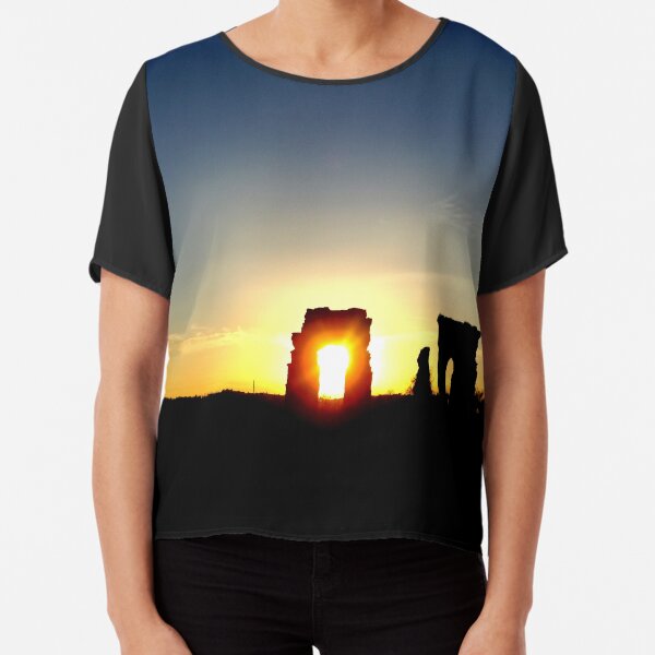 LANDSCAPE SUNSET COLOR PHOTOGRAPHY ITALIAN RUIN ROME Chiffon Top