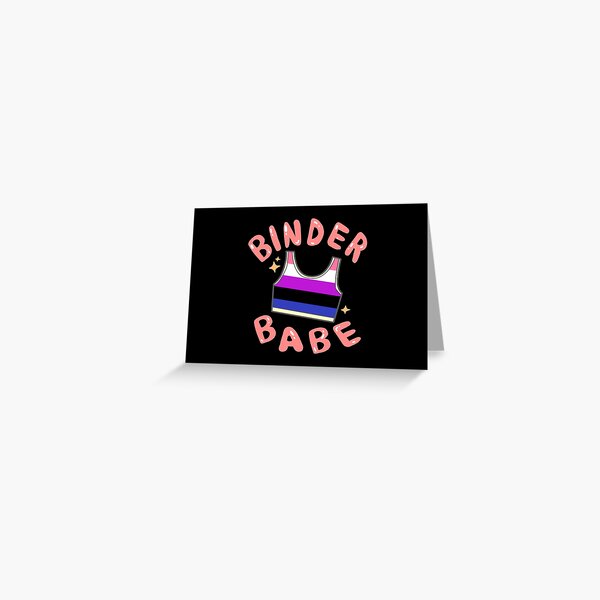 "Binder Babe (Genderfluid Flag, Black Background Version)" Greeting