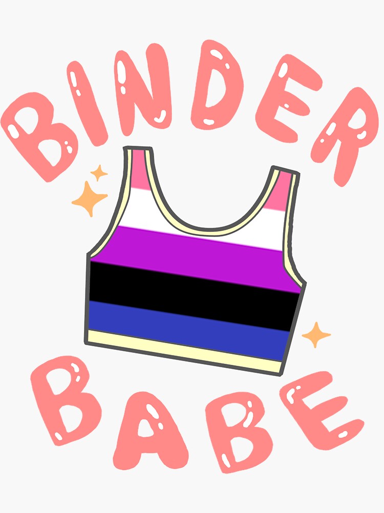 "Binder Babe (Genderfluid Flag, Black Background Version)" Sticker for