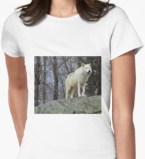 Arctic Wolf Watching Women's Fitted T-Shirt