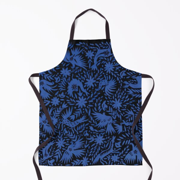 Item preview, Otomí mexican royal blue embroidery colorful traditional print flowers and animals interior design designed and sold by T-Mex.