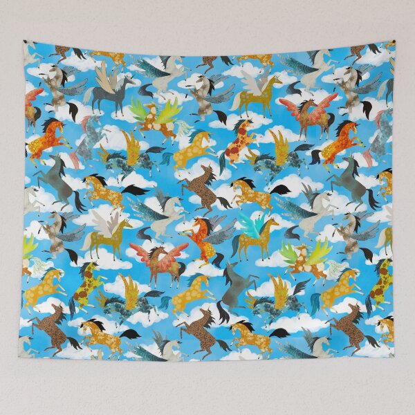 Item preview, Unicorn Garden - blue background designed and sold by Silver Steer Design.