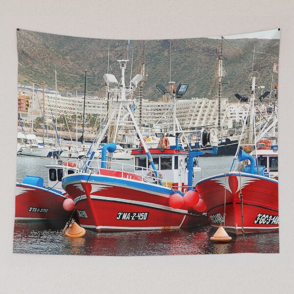 Item preview, MARITIME #15 - Bright Red Hulled Boats in a Row designed and sold by DEL-Productions.