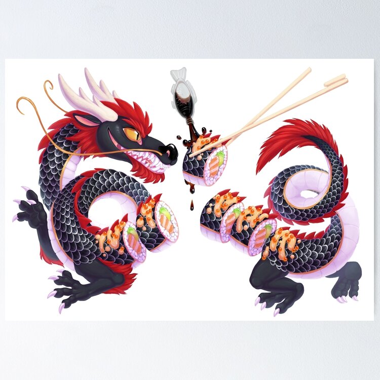 Sushi Dragon Sticker for Sale by znackish