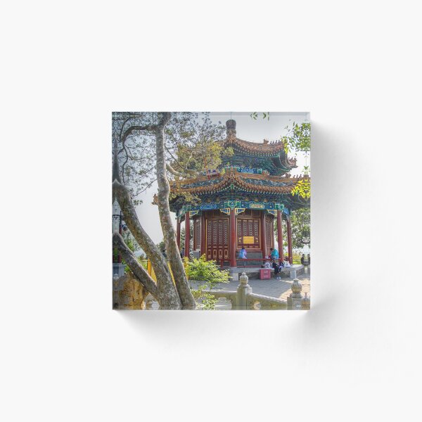 China. Beijing. Jingshan Park. Octagonal Pavilion. Acrylic Block