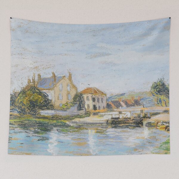 Item preview, Houses On The Edge Of The Lock Of La Garonne Alfred Sisley designed and sold by OldTimeArt.