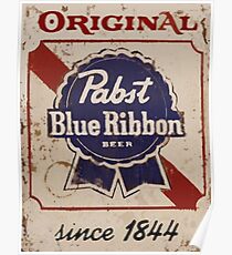 Pabst Blue Ribbon Distressed Logo Poster