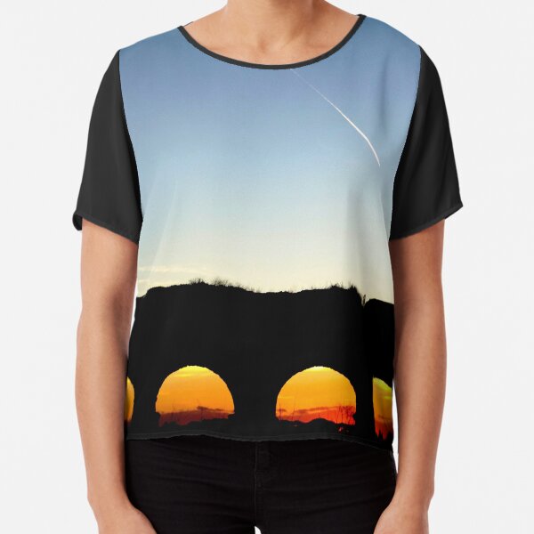 PHOTOGRAPHY LANDSCAPE ROMAN AQUEDUCT AT SUNSET Chiffon Top
