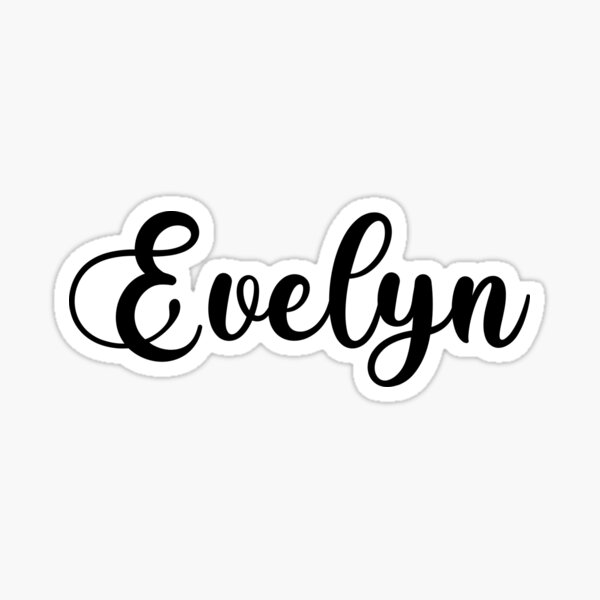 evelyn-name-handwritten-calligraphy-sticker-for-sale-by-yelenastore