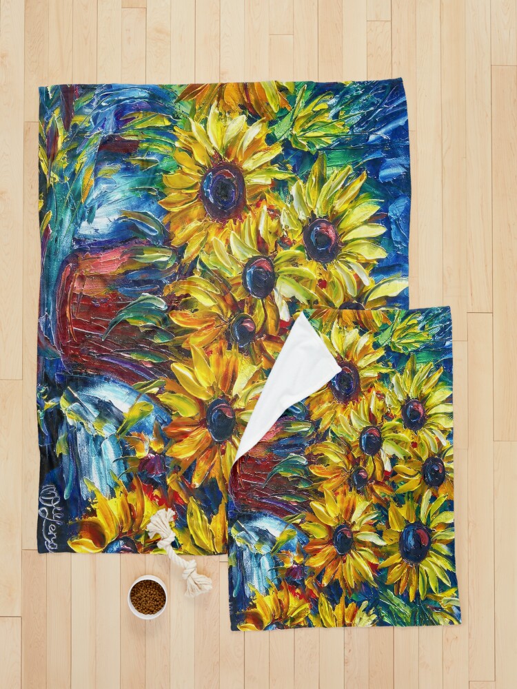 Póster for Sale con la obra «Pintura con espátula con textura de girasol:  una obra de arte vibrante» de OLena Art ❣️