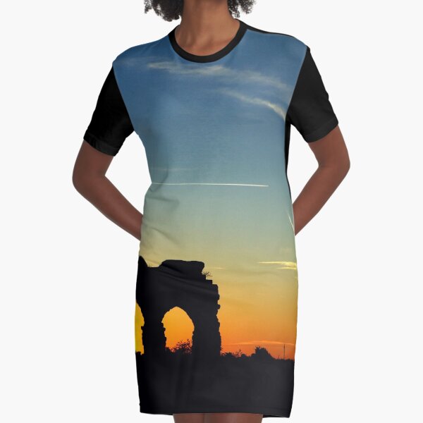 ROME, ITALY, PHOTOGRAPHY SUNSET RUIN AQUEDUCT Graphic T-Shirt Dress
