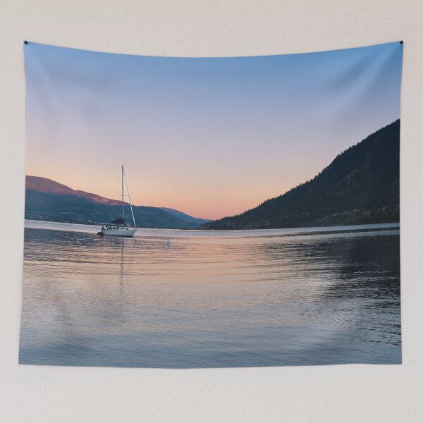Item preview, Peaceful Okanagan Lake Sunset with Sailboat View designed and sold by Amy Mitchell.