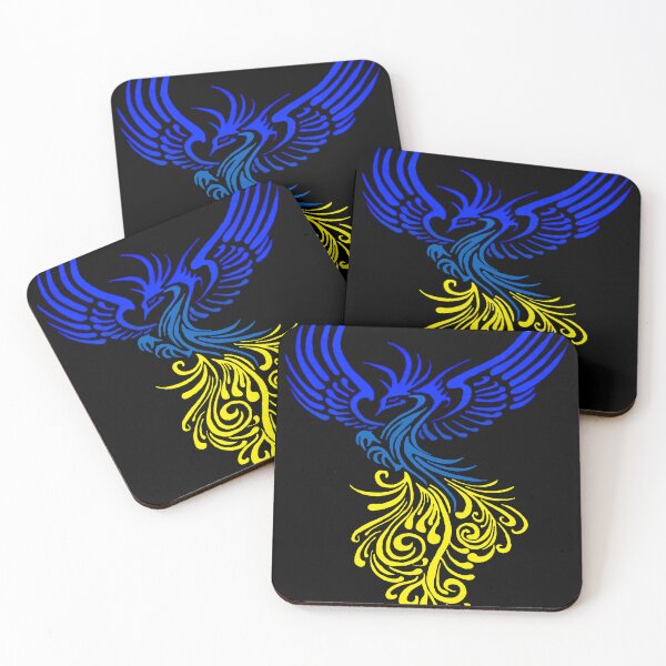 Item preview, Blue Yellow Artistic Phoenix Illustration designed and sold by taiche.