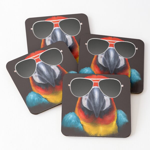Item preview, Macaw Wearing Sunglasses Watercolor Painting designed and sold by maniacfitness.