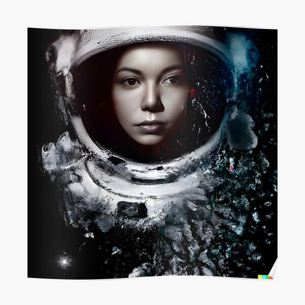 An astronaut with a broken helmet Poster