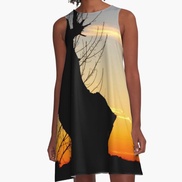 TREE COLOR PHOTOGRAPHY AT SUNSET A-Line Dress