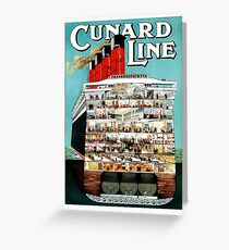 Oversea cruise line, cruiser, ship, boat, vintage travel poster Greeting Card