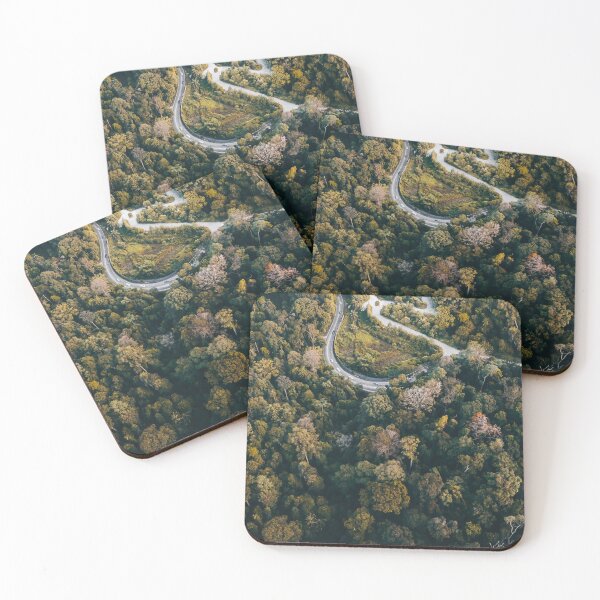 Item preview, Aerial top view road in the middle of tropical jungle forest tree. designed and sold by ellinnur.