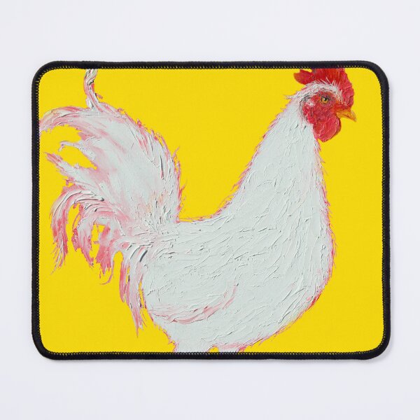 Item preview, White Rooster on yellow background designed and sold by MatsonArtDesign.