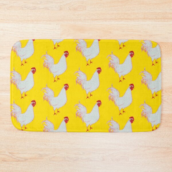 Item preview, White Rooster on yellow background designed and sold by MatsonArtDesign.
