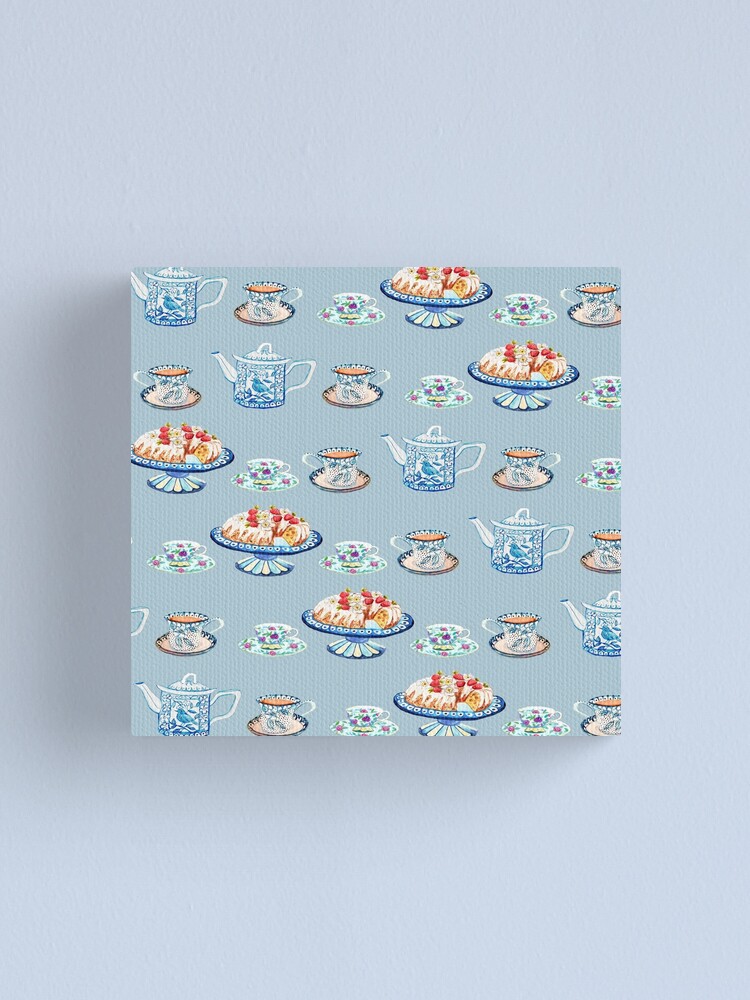 Alternate view of Jane Austen Tea and cake lovers in blue Canvas Print