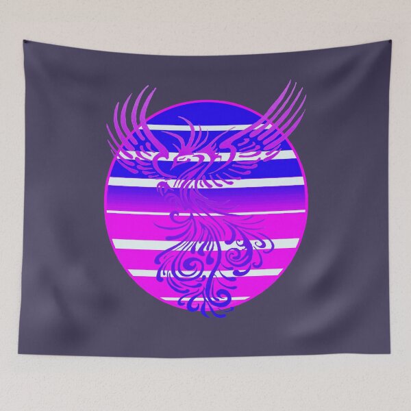 Item preview, Arising Anew Phoenix and Retro Sunrise Vector Art Blue Pink designed and sold by taiche.