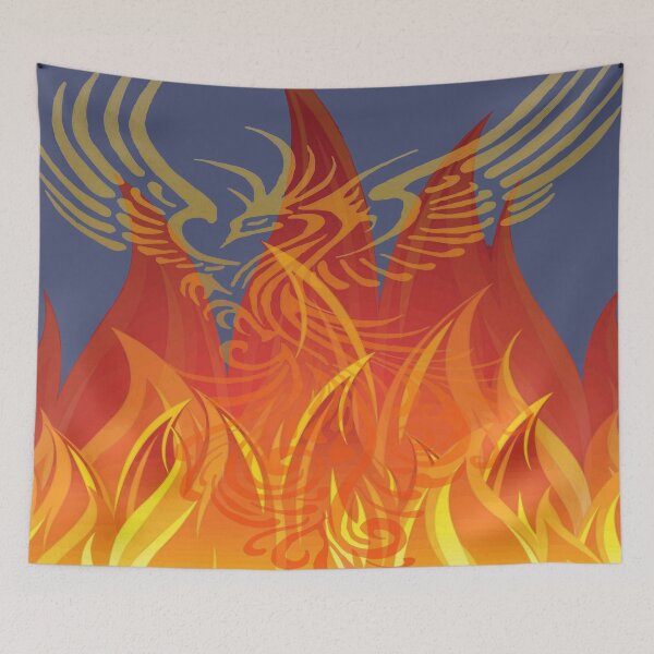 Item preview, Red and Yellow Ombre Phoenix With Flame Backgound designed and sold by taiche.
