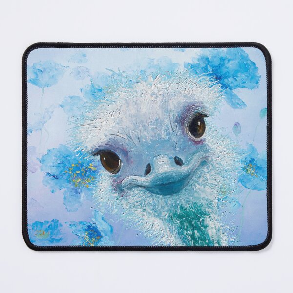 Item preview, Ostrich with blue poppies designed and sold by MatsonArtDesign.
