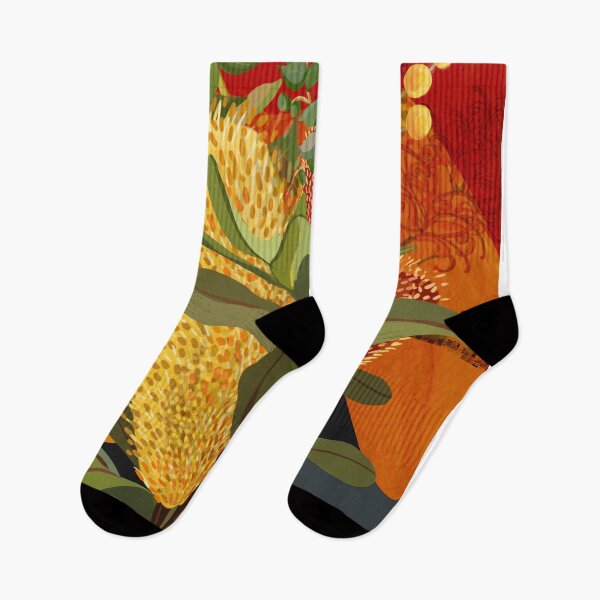 Item preview, Australian Banksia, florals, botanical, red, orange,  designed and sold by chrissyink.