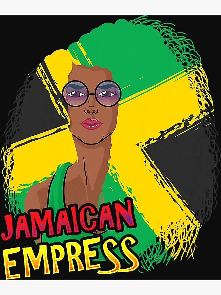 "Jamaican Empress Queen Afro Jamaica Flag Black Women" Poster for Sale