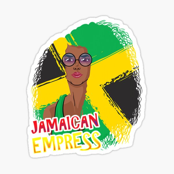 "Jamaican Empress Queen Afro Jamaica Flag Black Women" Sticker for Sale