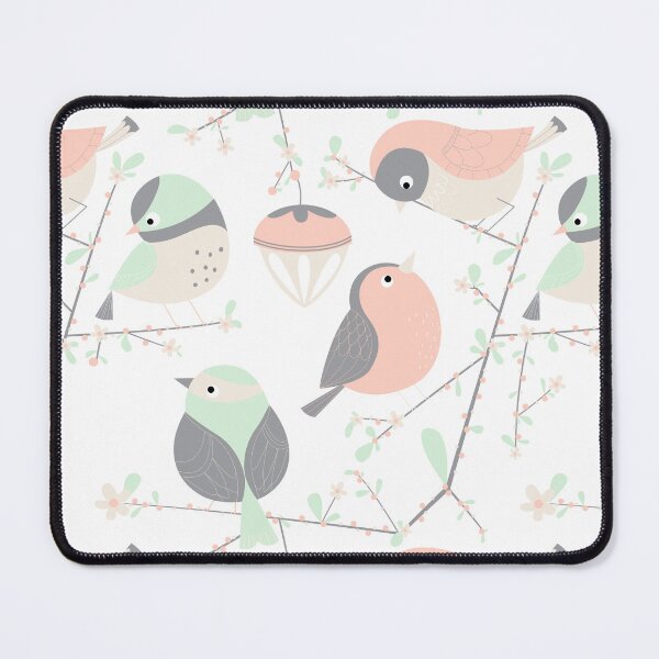 Item preview, cute birds on branch repeat  pattern designed and sold by Angela Sbandelli.