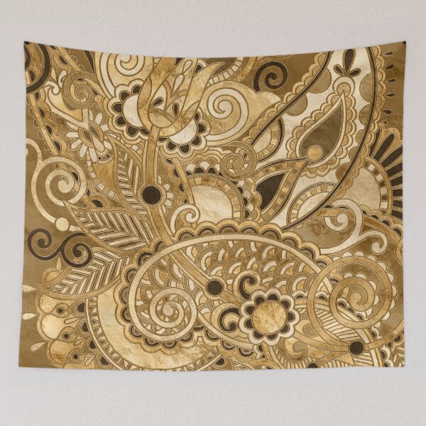 Item preview, Paisley Floral Ornament - All Gold designed and sold by k9printart.