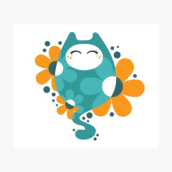 Delighted flowercat Photographic Print