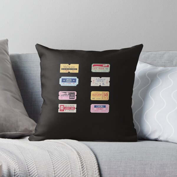 Vintage Ticket Stub Sticker Pack Throw Pillow