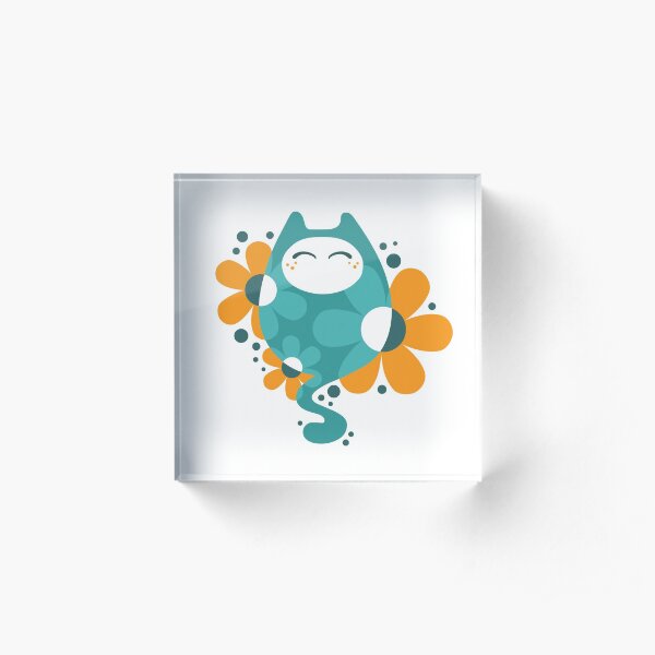 Delighted flowercat Acrylic Block