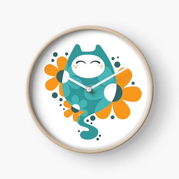 Delighted flowercat Clock