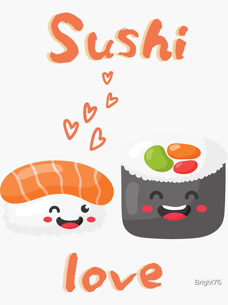 Kawaii Sushi Love Pair Sticker For Sale By Bright76 Redbubble