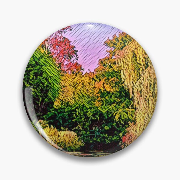 Item preview, Autumnal Garden and Lake - Trees in Fall Colors designed and sold by madtoyman.