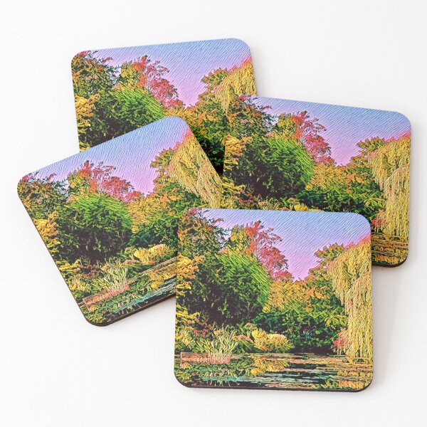 Item preview, Autumnal Garden and Lake - Trees in Fall Colors designed and sold by madtoyman.