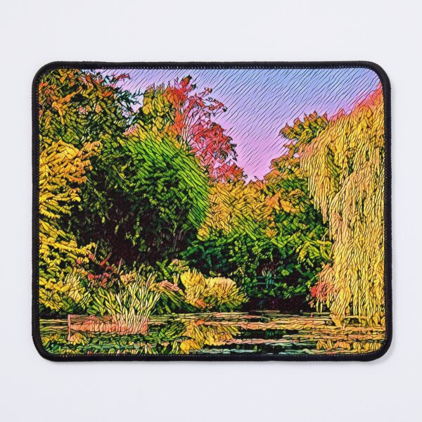 Item preview, Autumnal Garden and Lake - Trees in Fall Colors designed and sold by madtoyman.