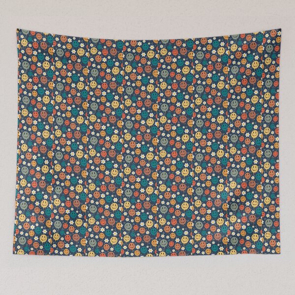Item preview, Retro Melty Smiley Faces y Daisy Flowers designed and sold by KrisInStitches.