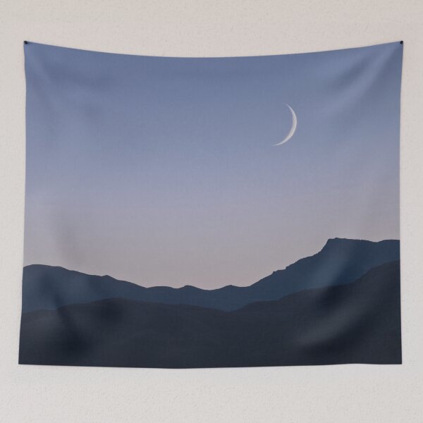 Item preview, Waxing crescent moon setting over Sgiath Chùil designed and sold by ShinyPhoto.