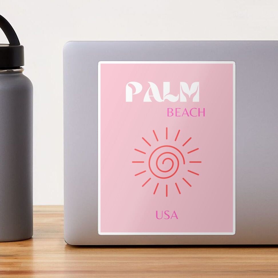 Palm Beach, Preppy, Pink Water Bottle