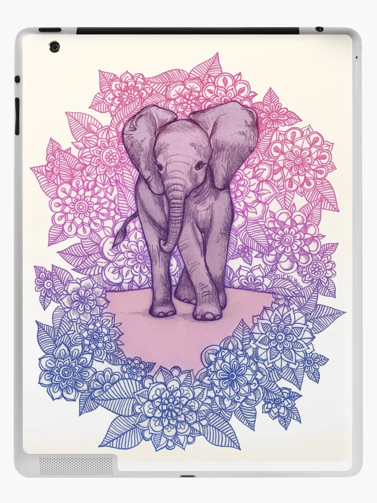 Cute Purple Elephant Pattern Travel Mug